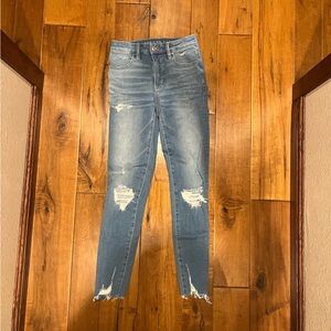 American Eagle Outfitters Ripped Blue Skinny Jeans
